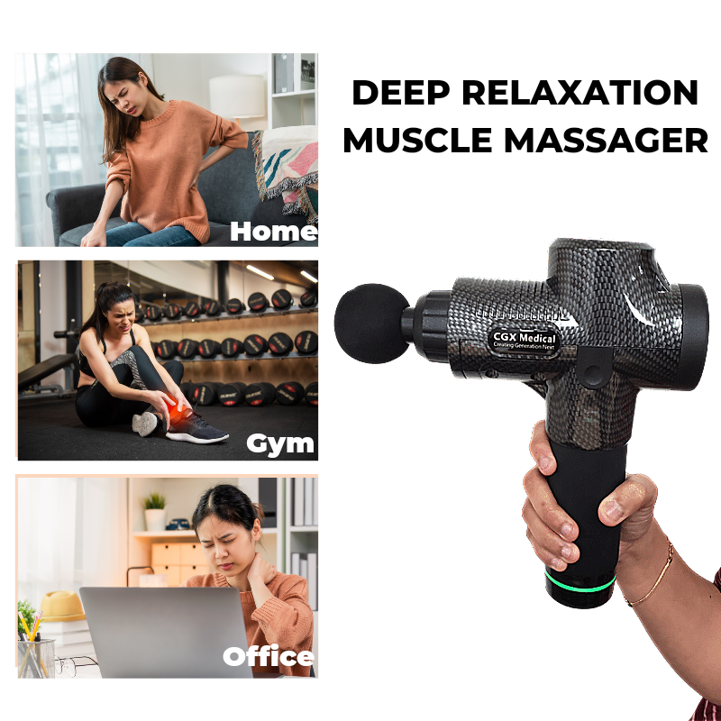 Massage Gun Deep Tissue Percussion Massager - Handheld Electric Muscle Massager Body Massager for Pain Recovery and Muscle Soreness- Super Quiet Brushless Motor, 30 Speed Level, 6 Massage Heads, Long Battery Life, Modern Charging Station , CGX Carbon Black