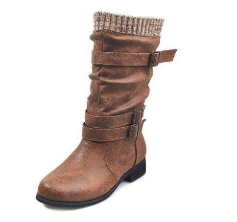 European and American fashion women's flat leather boots