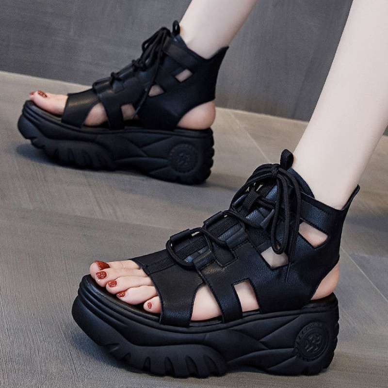 Thick-soled Sandals Women's 2022 New Summer High-heeled All-match Casual Fashion Sports Sponge Cake High-top Roman Women's Shoes