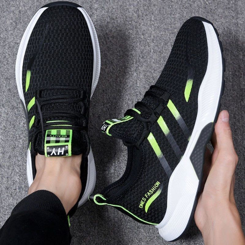 2022 Spring New Trend Men's Shoes Casual Trend Shoes Men's Flying Woven Mesh Breathable Running Korean Sports Shoes