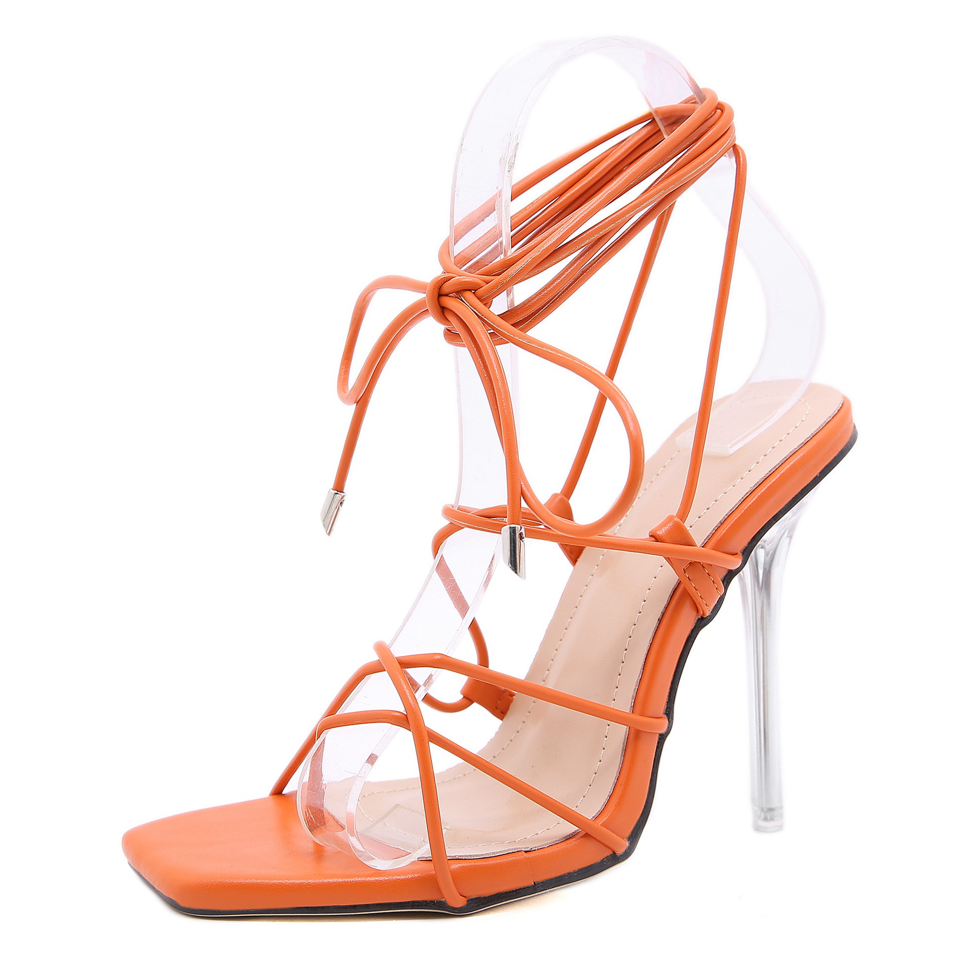 Cross strap stiletto heels