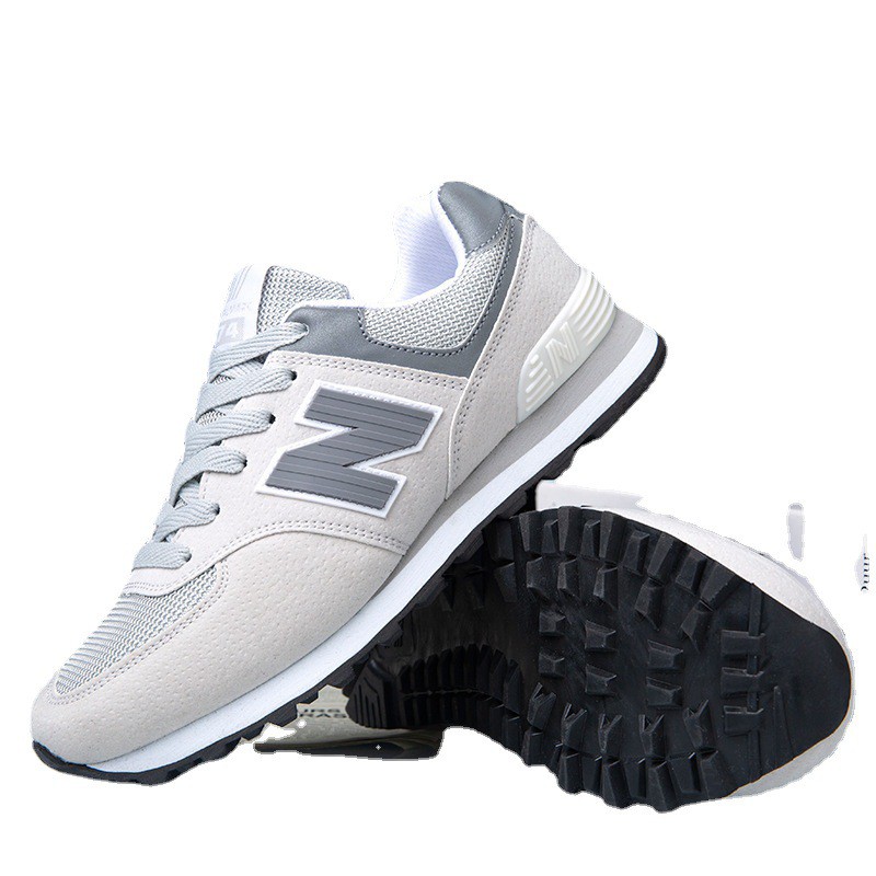 Men's Shoes Spring 2021 New Casual Sports Shoes Front Lace-up Leather White Gray Red New Balance Stepping N Shoes