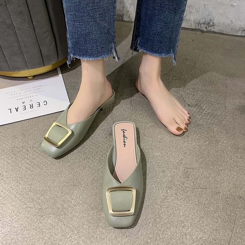 Square Buckle Slippers Women's Outer Wear 2022 New Fashion Casual Women's Shoes
