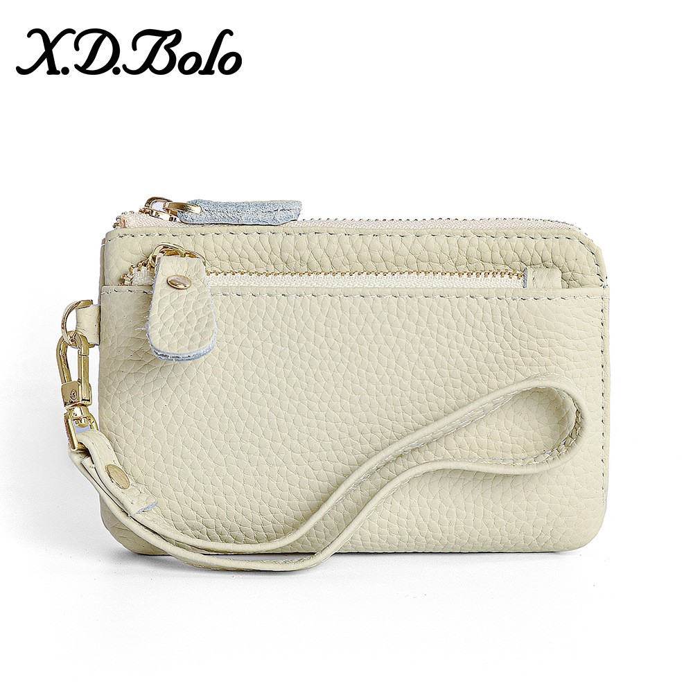 Japan And Europe Cross-border Leather Women's Wallet 2021 Simple Zipper Coin Bag Keychain Hand Carry Coin Purse