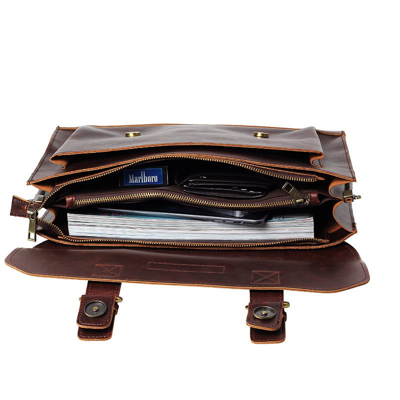 The original design of explosion models 2021 male package business package Crazy Horse Leather Handbag briefcase men's classic single shoulder bag