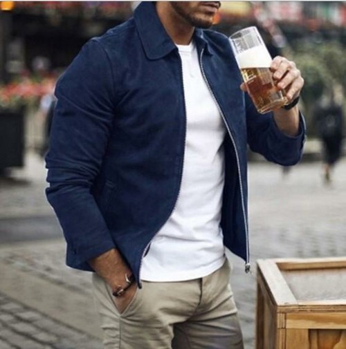 Men Slim Turn down Collar Jackets Fashion Sweatshirt Jacket Tops