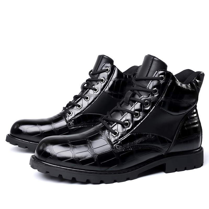 Xin'ao Shoes Boots 8807 Retro Imitation Crocodile Leather Men's Boots Leather Shoes Fashion Men's Mid-cut Boots Martin Boots