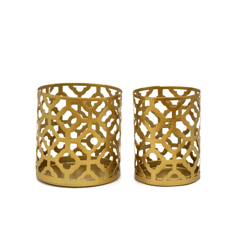 Nordic Golden Geometric Hollow Wrought Iron Candle Holder Creative Aroma Candle Cup Home Decoration Ornaments