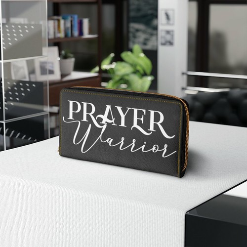 Zipper Wallet, Black & White Prayer Warrior Graphic Purse