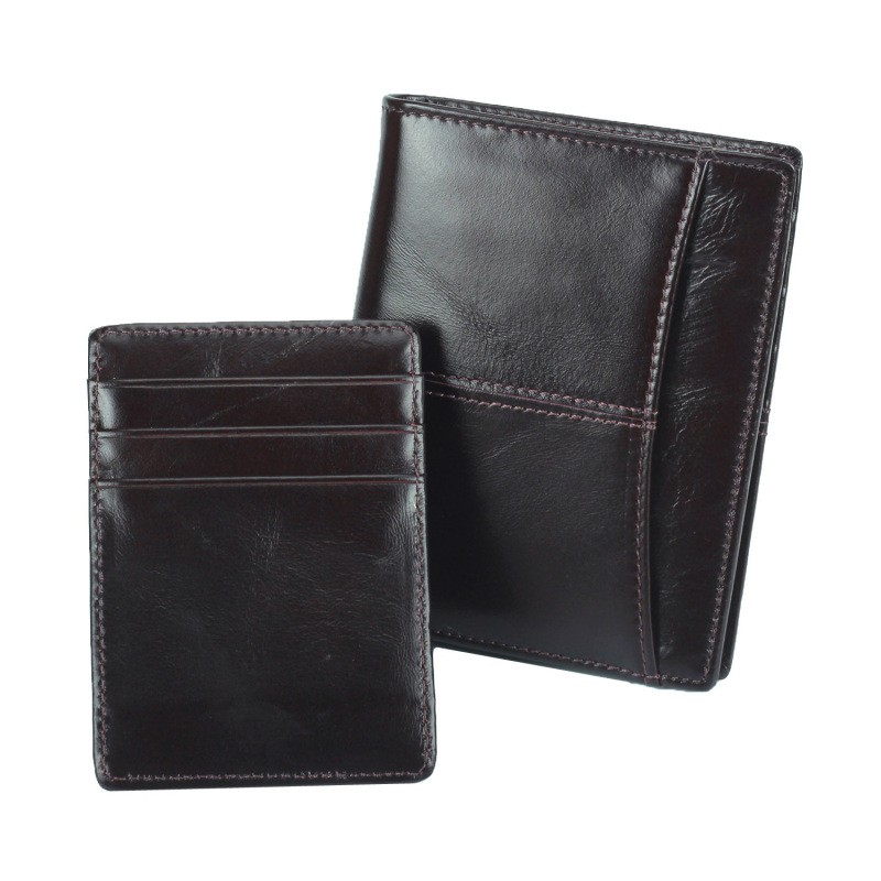American Fashion - Supply Men's Leather Wallet Retro Short Wallet Oil Wax Cowhide Wallet Leather Men's Bag Wallet
