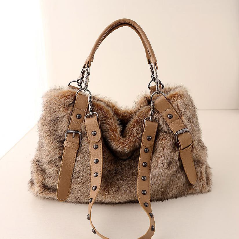 Canadian new winter hair three bag shoulder fur fashion portable female bag