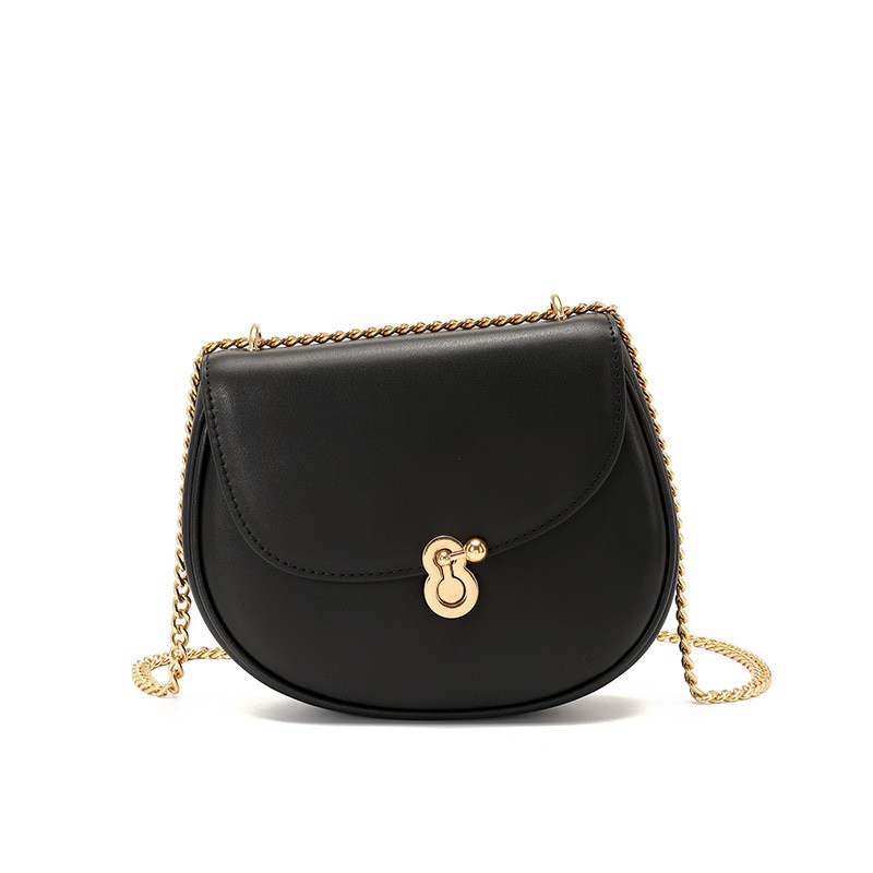 New Genuine Leather Handbags All-match Crooked Handbags Niche Design Shoulder Messenger Handbags Chain Ladies Saddle Bag