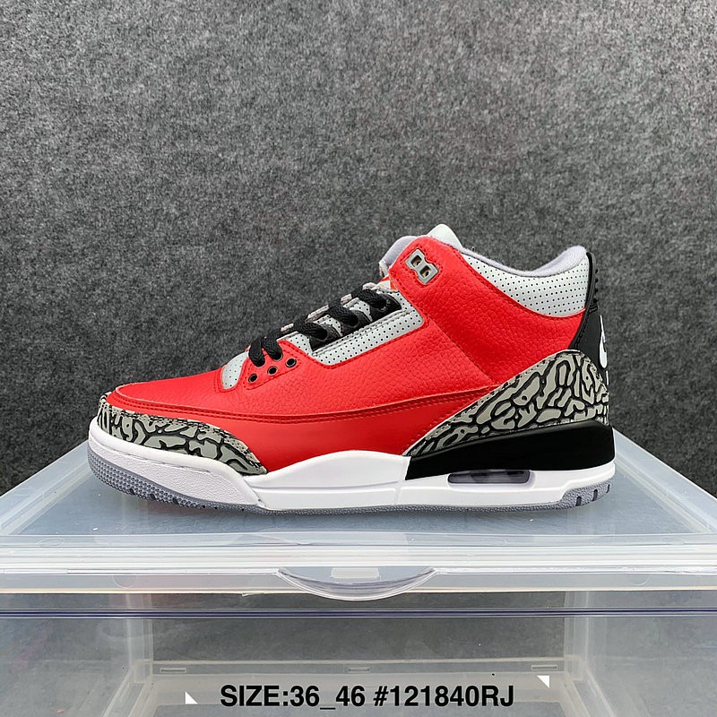 Jordan AJ3 Joe 3 Black Cement Flame Red Air Cushion Non-slip Men's Basketball Sports Shoes