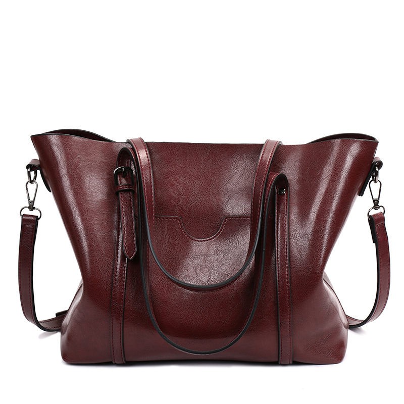 Promotion of 17 new fashion handbags bag retro all-match single shoulder bag simple oil wax portable Tote Bag