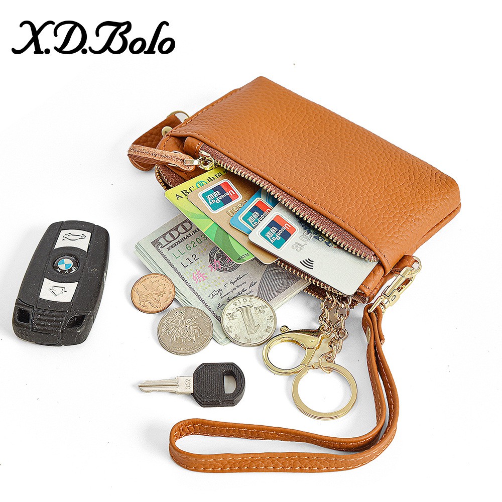 Japan And Europe Cross-border Leather Women's Wallet 2021 Simple Zipper Coin Bag Keychain Hand Carry Coin Purse