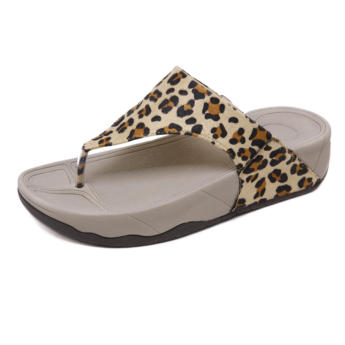 European Station 2023 New Slippers Cross-border Snakeskin Leopard Print Wedge Large Size Flip-flops Women's Shoes Wholesale One Dropshipping