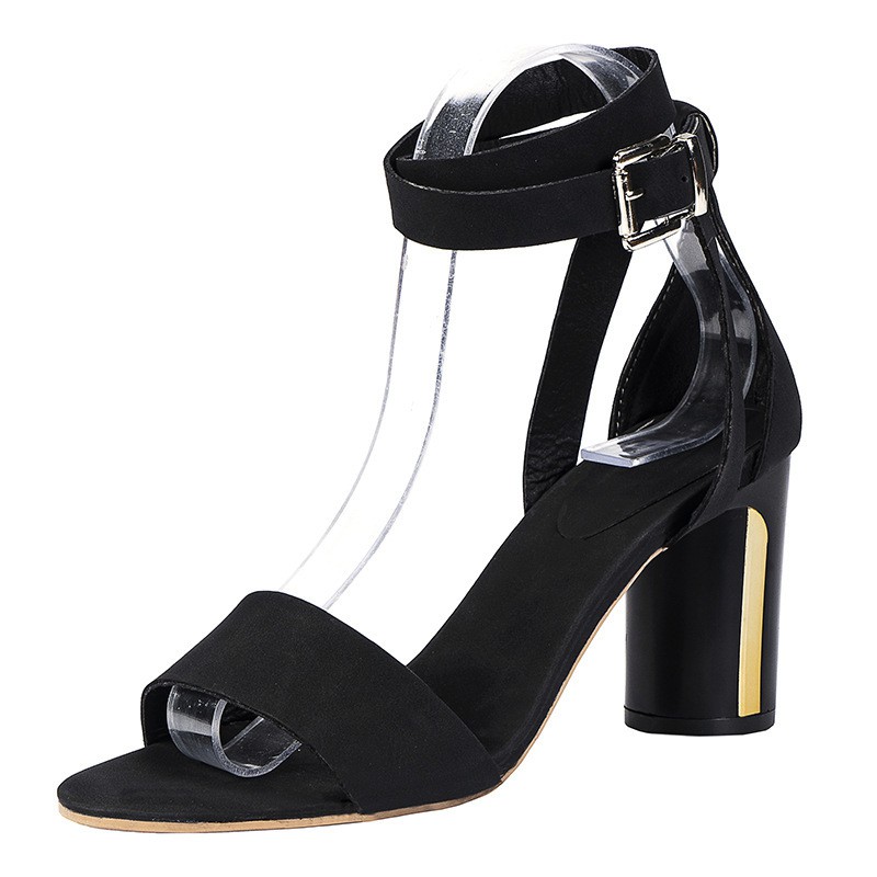 High heeled shoes female small fragrant wind square head with thick heel sandals female