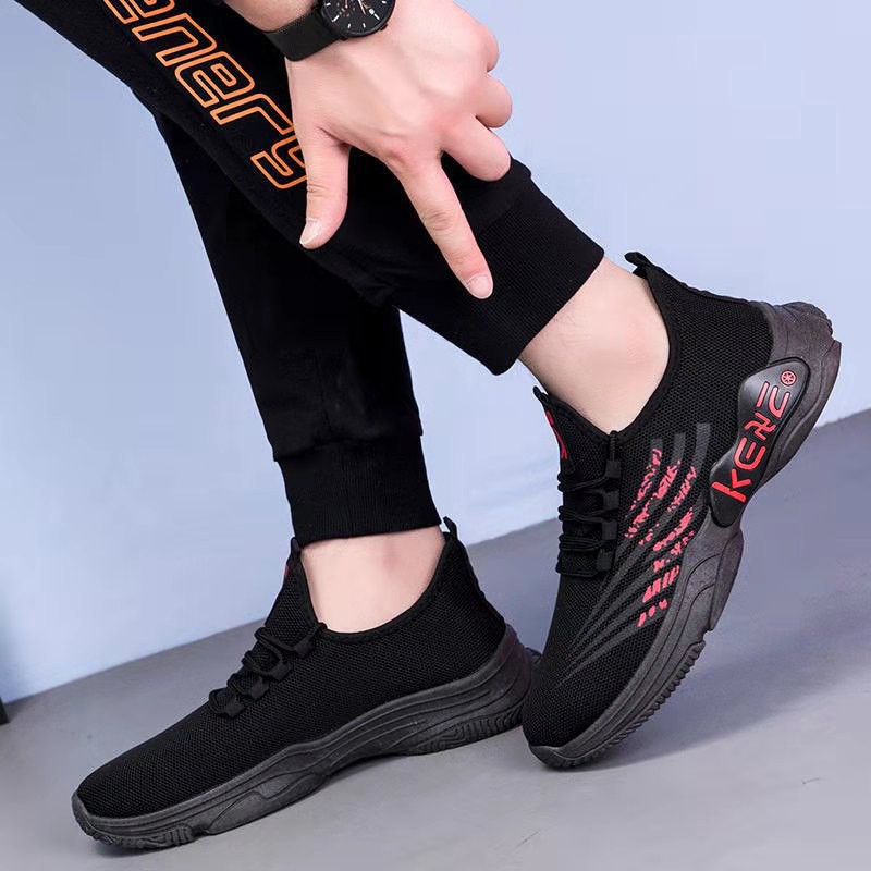Summer New Men's Shoes Flying Woven Mesh Shoes Korean Version Sports Shoes Breathable Fashion Trend Casual Shoes Running Shoes