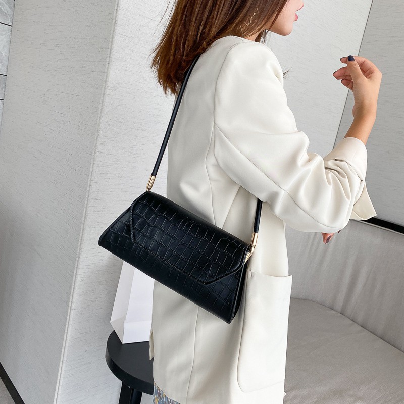 2021 New Simple Fashion Stone Pattern Ladies Shoulder Bag Underarm Bag Texture Western Style Baguette