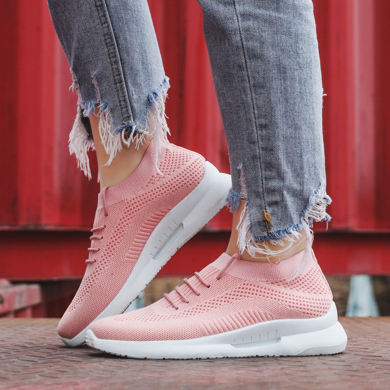 2020 Spring Casual Women's Shoes Socks With Thick-soled Fly-knit, Comfortable And Versatile Trendy Fashion Sports Shoes