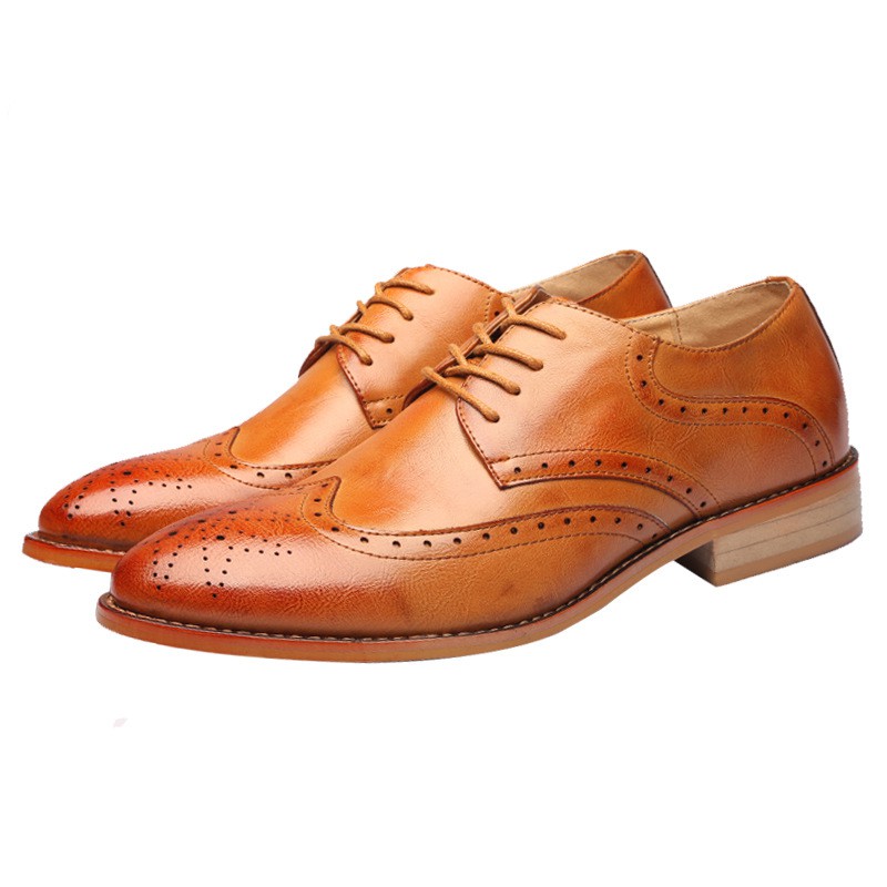45 Business Men's Shoes 46 Spring And Autumn New Brogue Carved British Style Pointed Toe Casual Leather Shoes Men