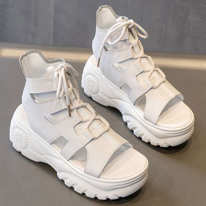 Thick-soled Sandals Women's 2022 New Summer High-heeled All-match Casual Fashion Sports Sponge Cake High-top Roman Women's Shoes