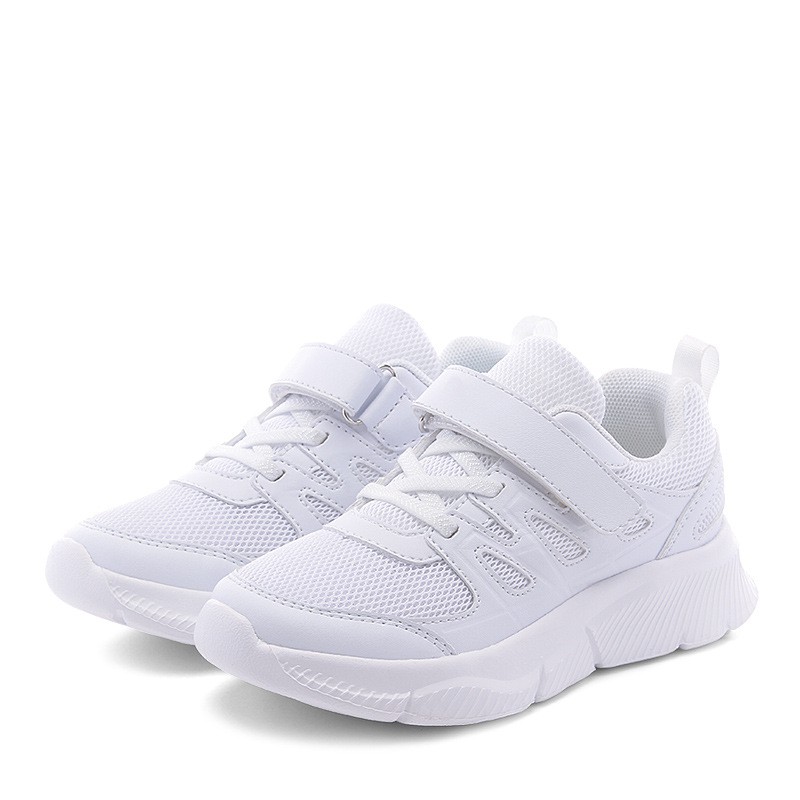 Brand Small White Shoes Leather Waterproof School Designated Middle School Children Campus Student Sports Shoes Running Shoes