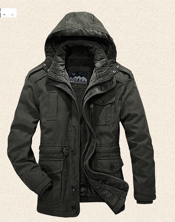 Heavy Wool Men Winter Jacket - Reversible and Removable Hood
