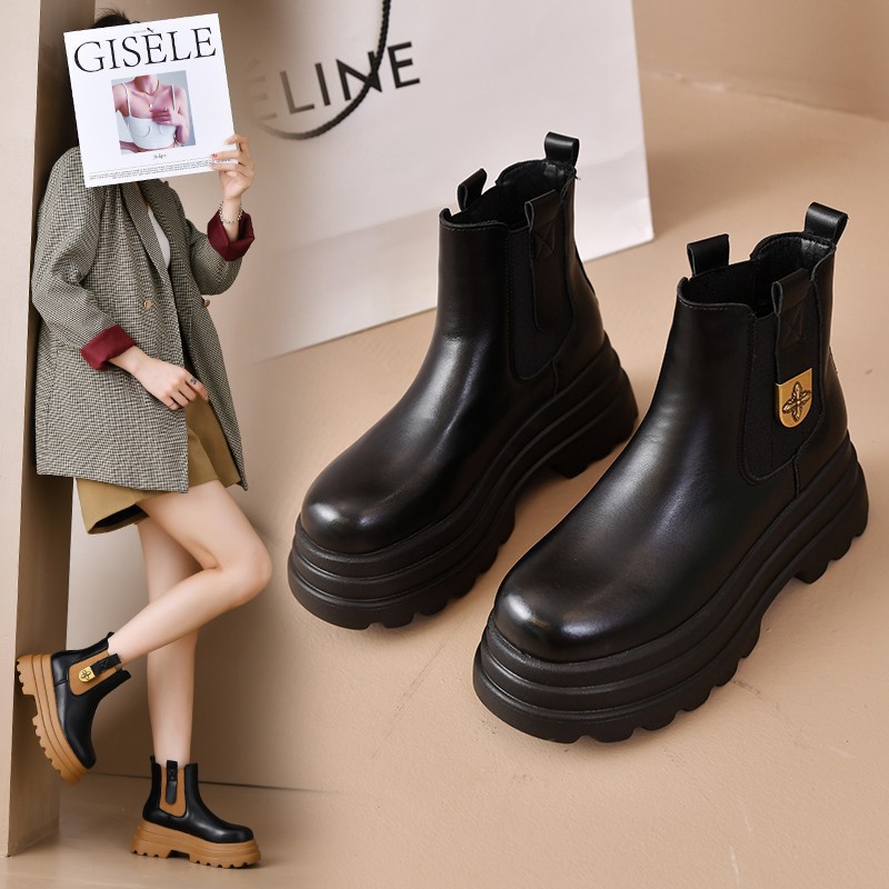 Autumn And Winter Fashion Boots Women's 2022 New Women's Shoes British Style Martin Boots Thick-soled All-match Cloth Daily