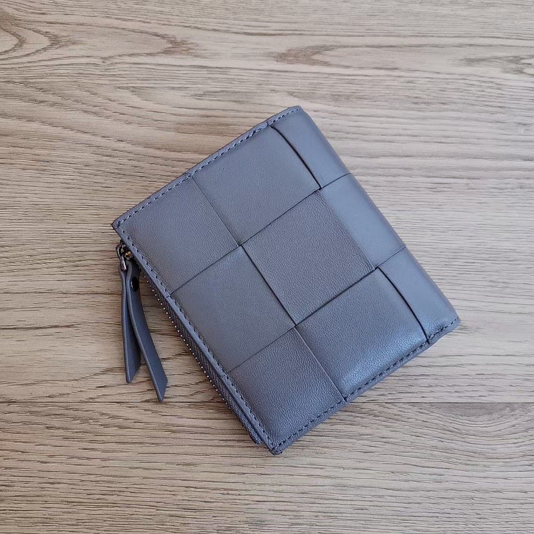 Men's And Women's Pure Handmade Large Woven Wallet Card Bag Soft High-end Sheepskin Zipper Wallet Coin Purse One Piece On Behalf Of The Hair
