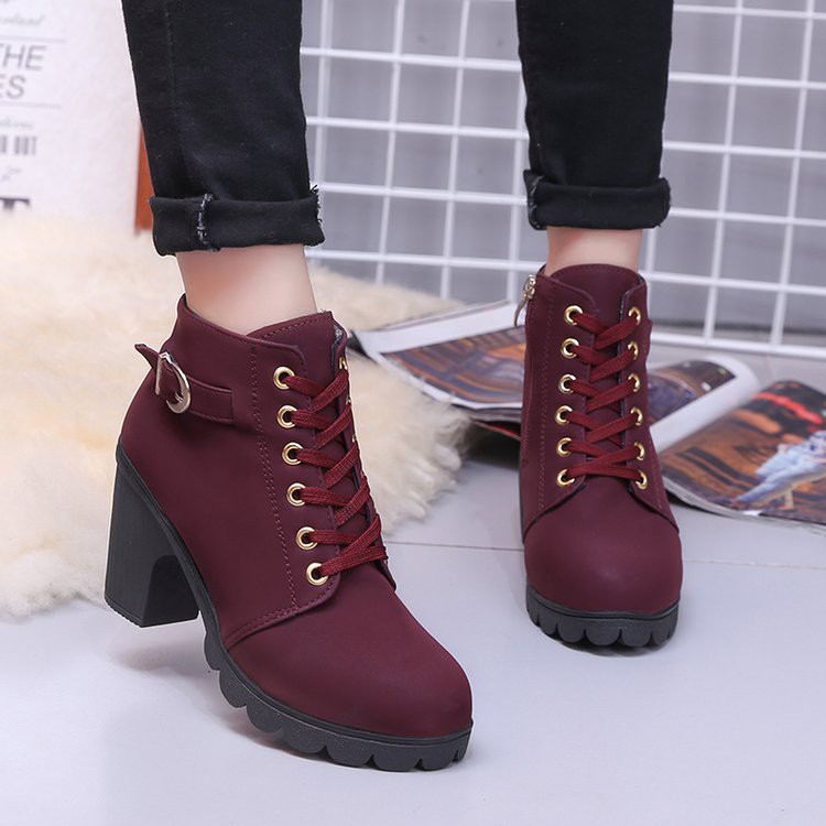 Europe Station 2020 Autumn Wholesale Martin Boots Short Boots Women European And American Foreign Trade Thick Heel High Heels 41 Size Shoes Wholesale