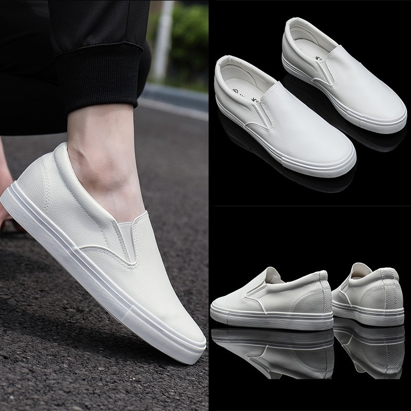 2022 Summer Cross-border Men's Shoes A Pedal Small White Shoes Men's Business Work Shoes 45 Yards Leather Shoes Lazy Shoes Skateboard Shoes