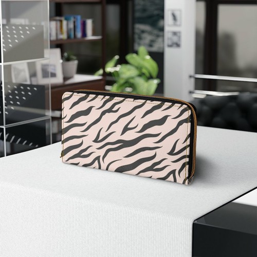 Zipper Wallet, Pink & Black Zebra Stripe Style Purse