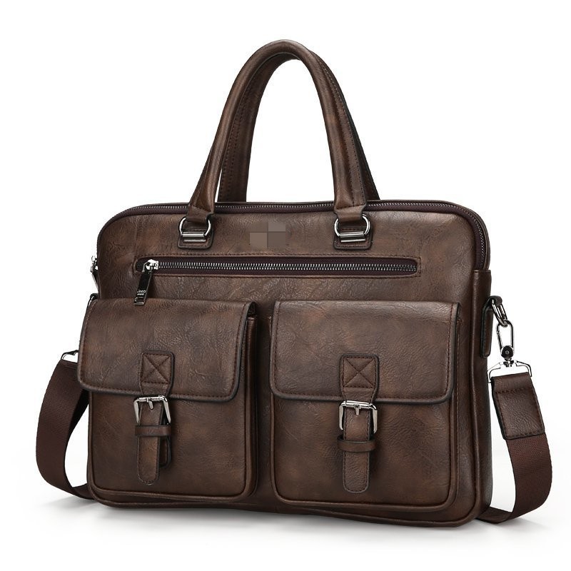 2020 Cross-border New Men's Large Capacity Business Bag Shoulder Bag Zipper PU Soft Surface Single Shoulder Messenger Handbag
