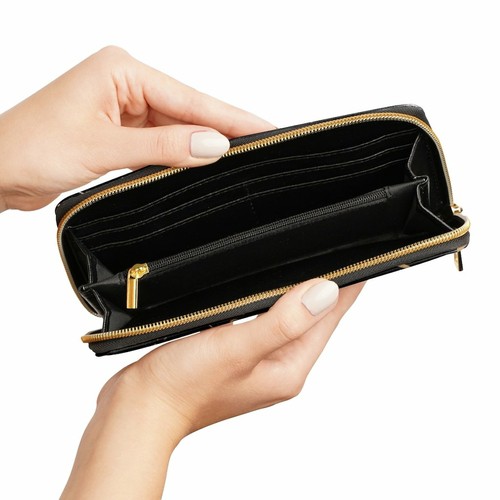 Zipper Wallet, Black & Beige Marble Swirl Style Purse
