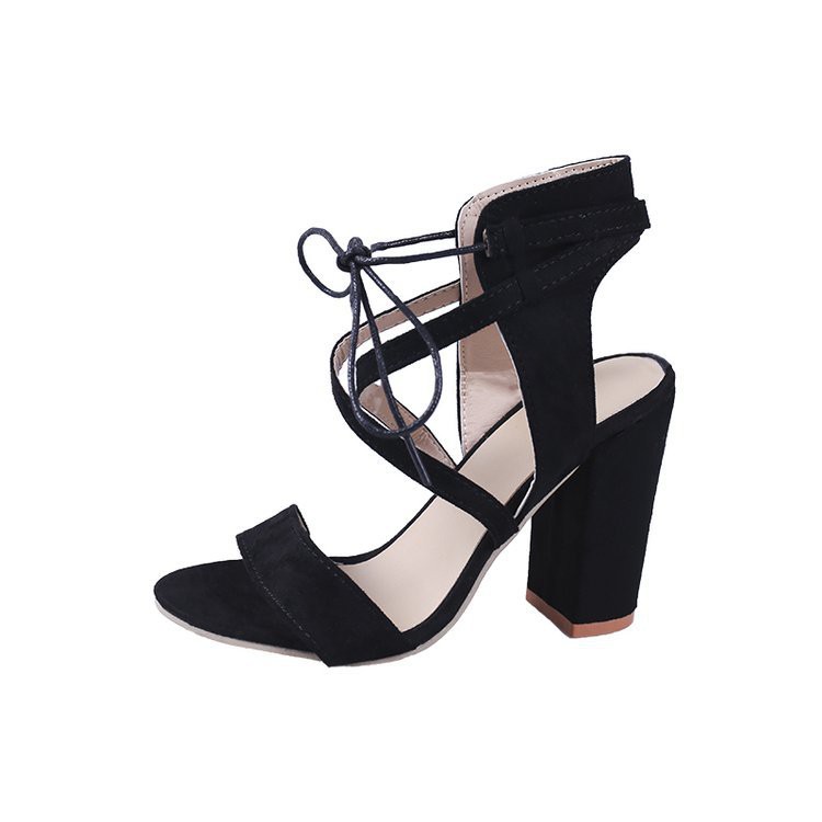 Super high heel hollow round head with sandals ankle strap buckle women's shoes