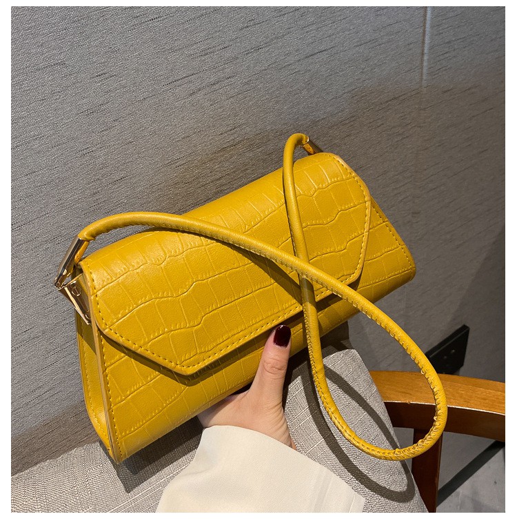 Women's Bags 2021 Spring/Summer New Simple Fashion Stone Pattern Shoulder Bags Textured French Baguettes PU Women's Bags