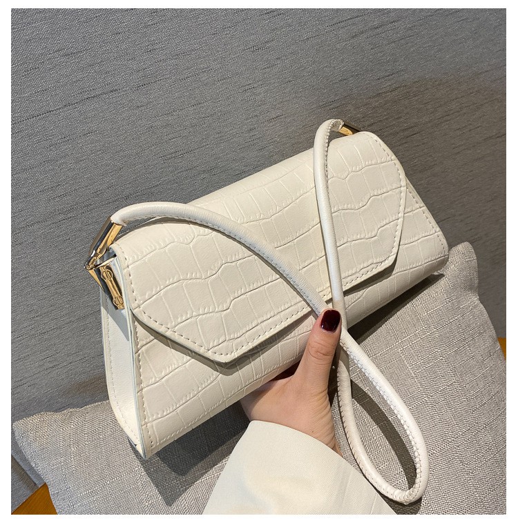 Women's Bags 2021 Spring/Summer New Simple Fashion Stone Pattern Shoulder Bags Textured French Baguettes PU Women's Bags