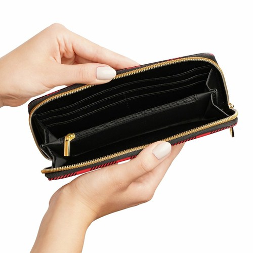 Zipper Wallet, Red & Black Plaid Style Purse