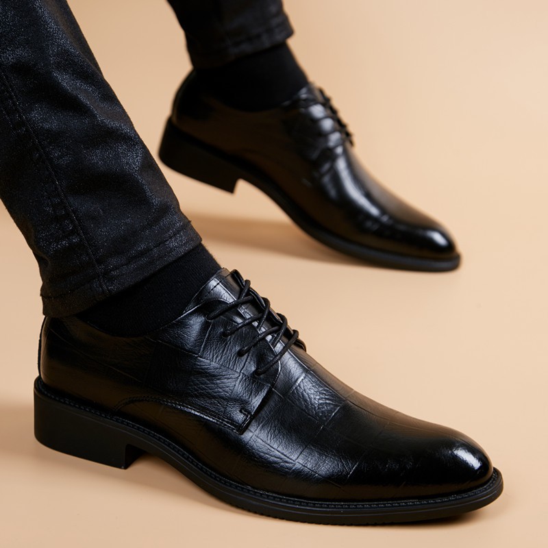 Summer Inner Heightened Leather Shoes Men's British Casual Business Dress Pointy Wedding Shoes Men's Shoes