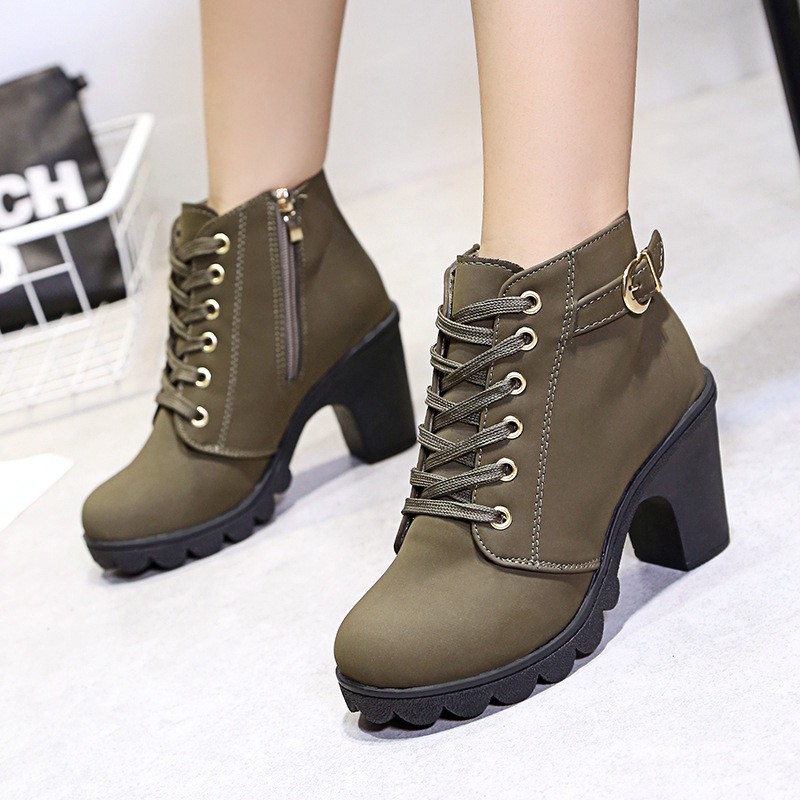 Europe Station 2020 Autumn Wholesale Martin Boots Short Boots Women European And American Foreign Trade Thick Heel High Heels 41 Size Shoes Wholesale
