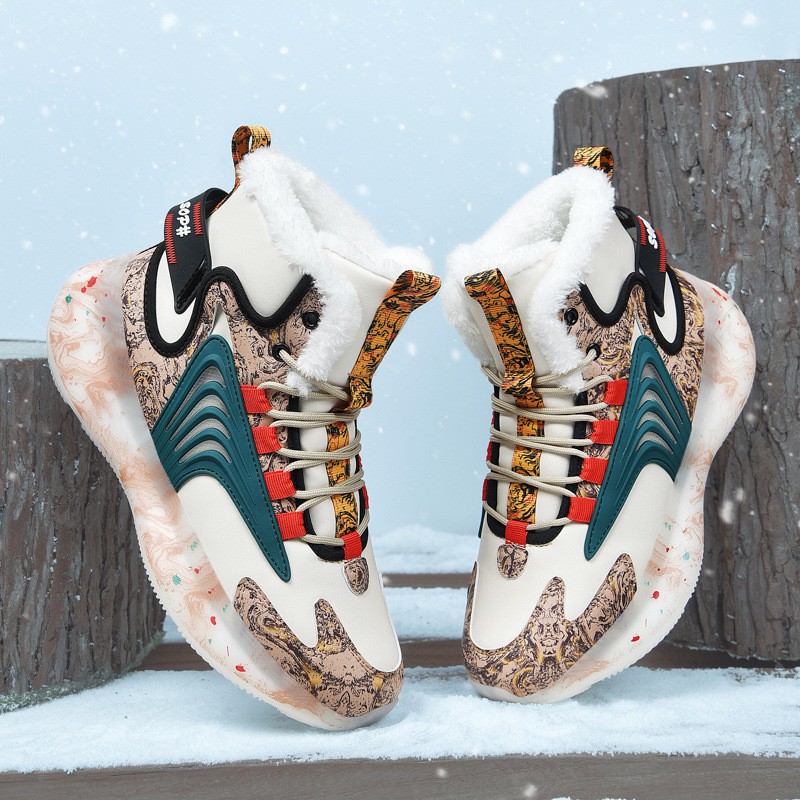 Winter Men's Shoes Plus Velvet Thickened Warm Big Cotton Shoes Northeast Snow Boots Men's Trendy Soft Sole High-top Sneakers For Men