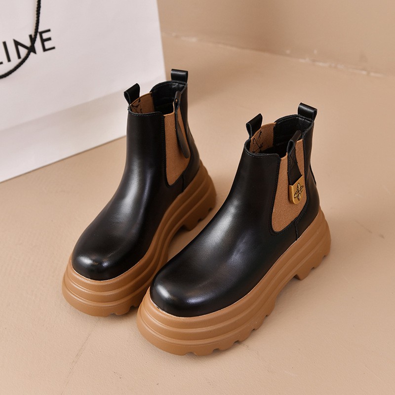 Autumn And Winter Fashion Boots Women's 2022 New Women's Shoes British Style Martin Boots Thick-soled All-match Cloth Daily