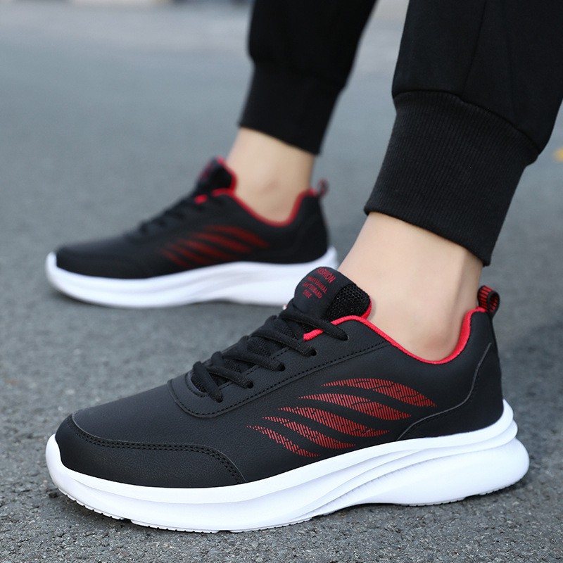 Autumn And Winter Leather Sports Shoes Men's Lightweight Running Shoes Men's Shoes Spot Wholesale Lace-up Casual Shoes Men's Models