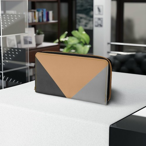 Zipper Wallet, Tri-Color Geometric Style Purse