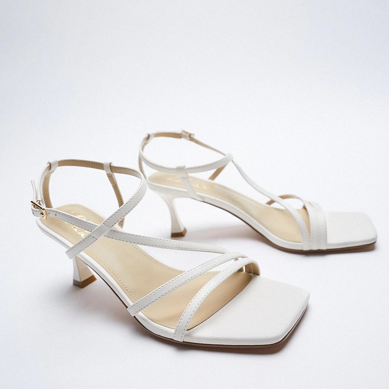 ZA Summer New Women's Shoes European And American Fairy Style White Outer Wear Thin Belt With High-heeled Fashion Sandals Women