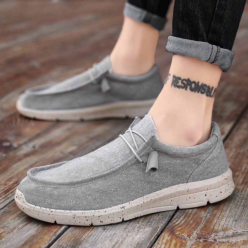 Summer Breathable Trend All-match Casual Shoes Men's Canvas Shoes Slip-on Lazy Plus Size Foreign Trade Men's Shoes Trend