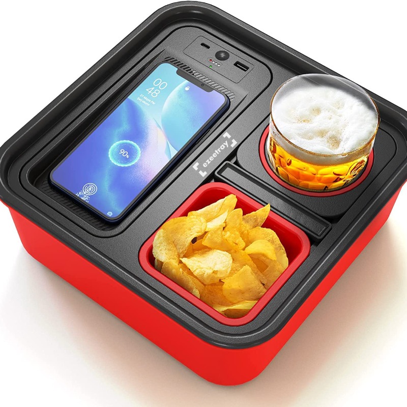 ezeetray-cup-holder-red-tray-with-wireless-charging-port-couch-tray-with-cup-holder-sofa-drink-snack