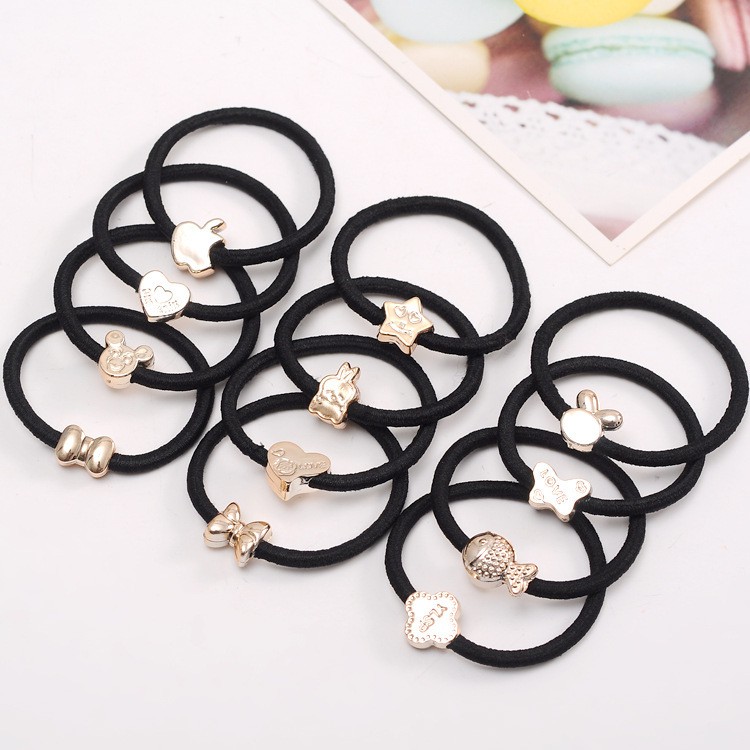 Korea rubber band head hair accessories high elastic plating gold bead hair ring hair rope High projectile mixing 50pcs