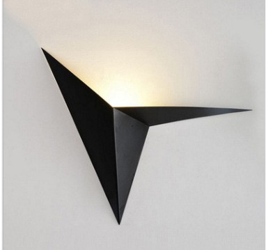 Triangle wall lamp bedside study hotel room maple leaf lamp Black Cool White S